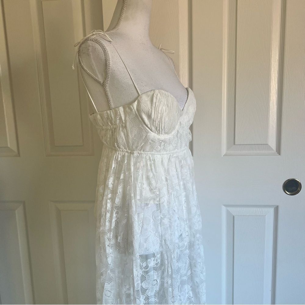For Love & Lemons Lorena Maxi Dress White Lace Medium NEW MSRP $266 - Picture 7 of 9